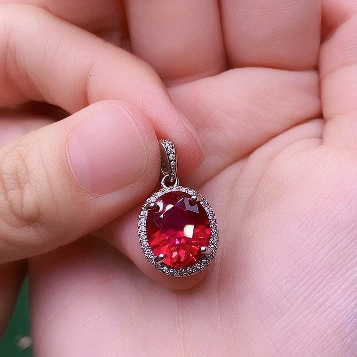 吊坠(赠链)银S925镶嵌红宝石