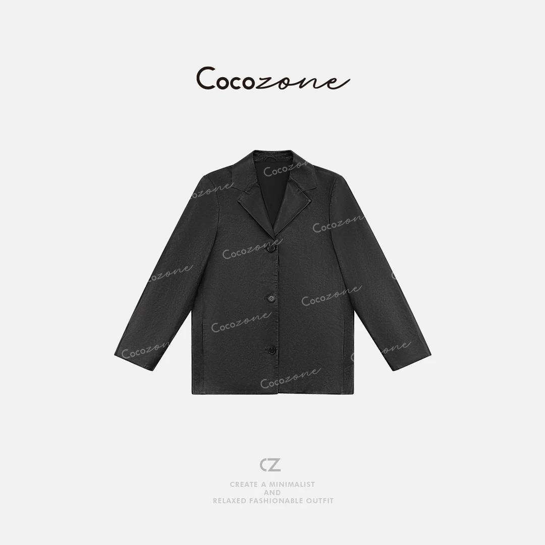 COCO ZONE 刘一一"曼城旧事"100羊皮革纯色皮衣外套 CD2A1400