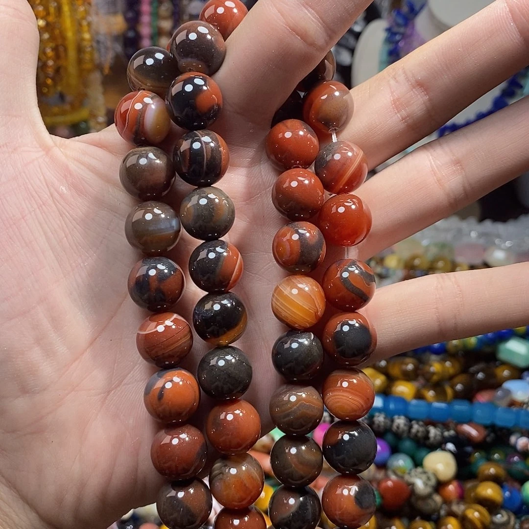 石英质玉未镶嵌，梦幻条纹玛瑙14mm，