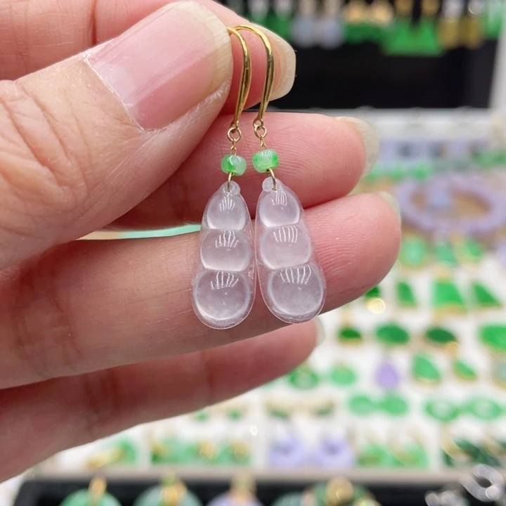 翡翠18K金镶嵌耳饰