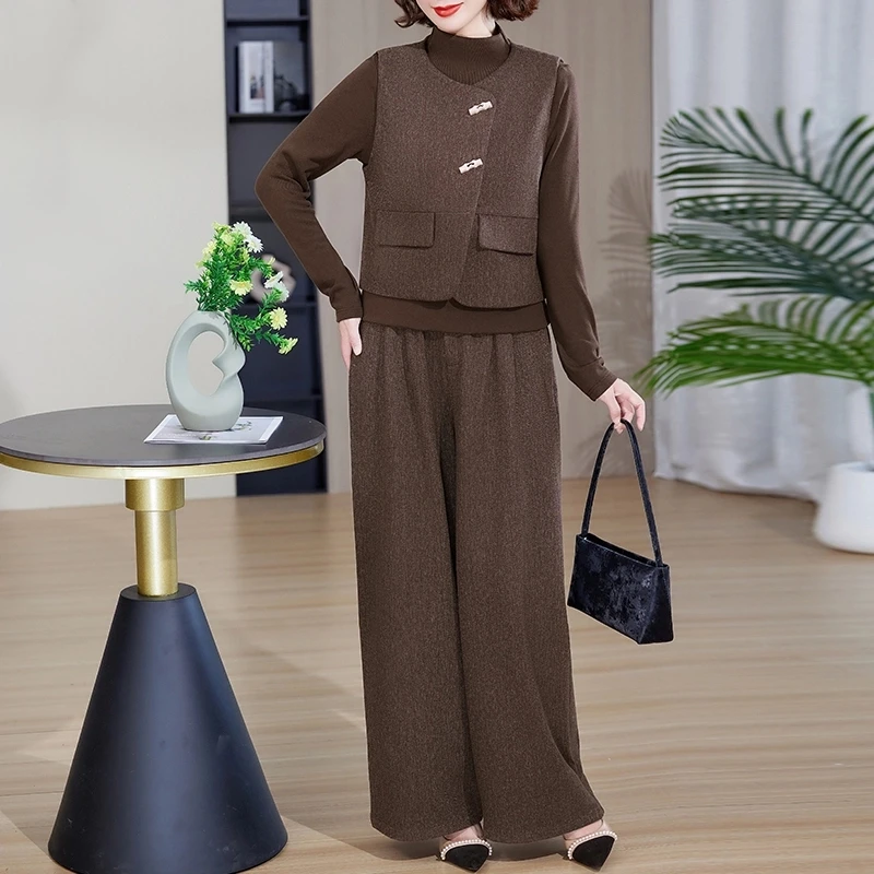 罗蒙高贵妈妈装春款休闲风法式时尚套装时尚服装气质西装三件套装