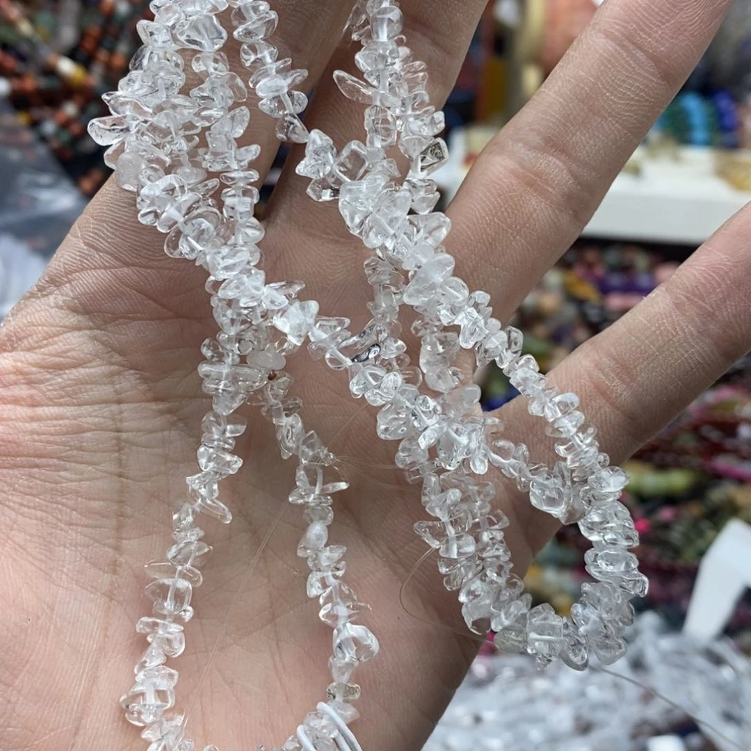 玛瑙/玉髓未镶嵌珠宝半成品一条天然80公分透体白水晶碎石