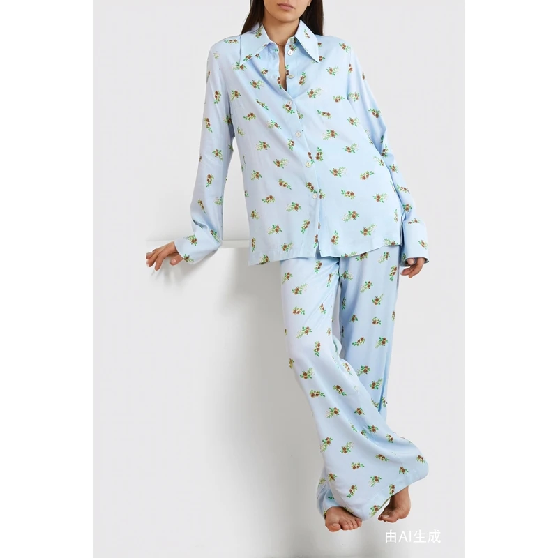Sleeper 女印花缎面睡衣套装