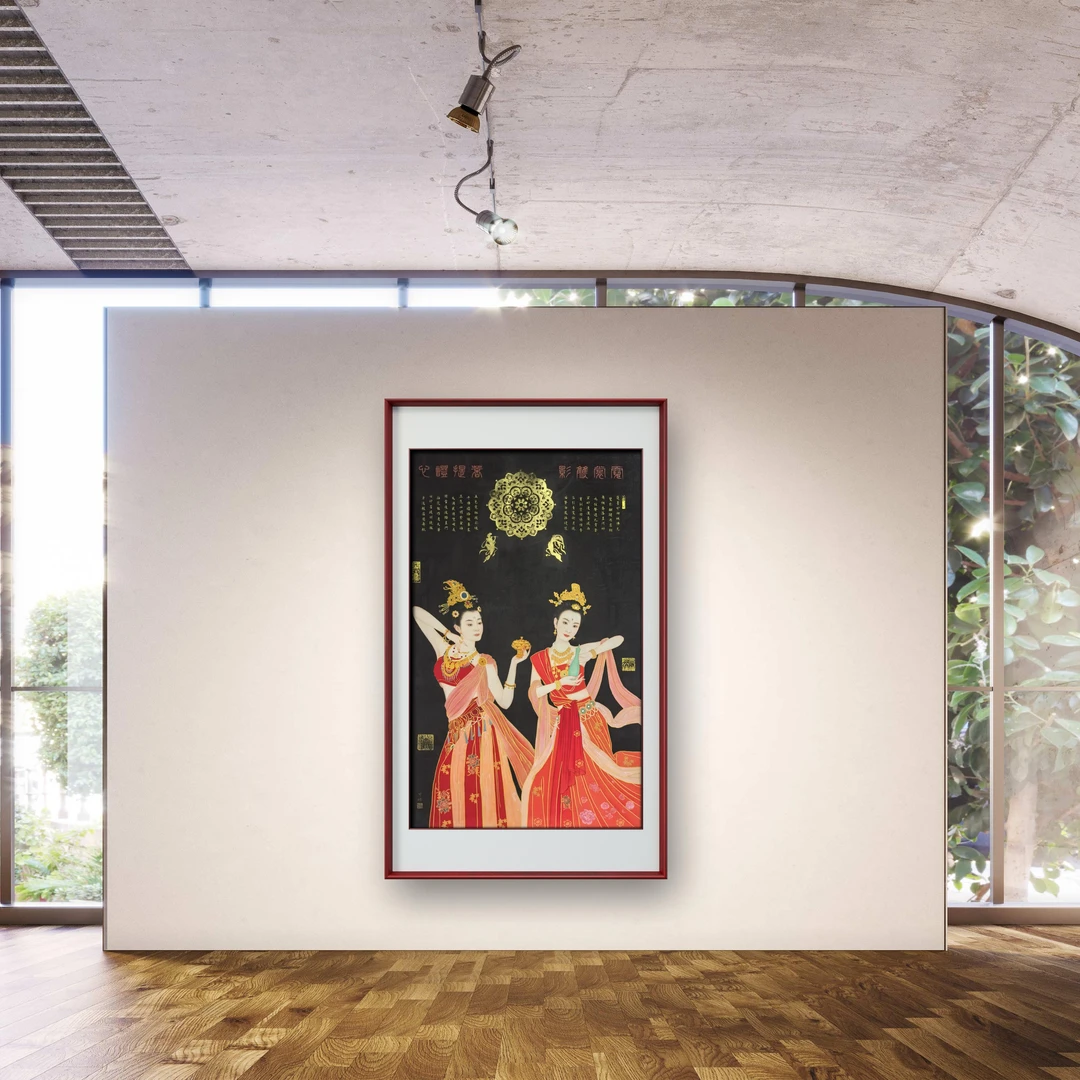 王峰老师国画作品《霓裳双影菩提证心》