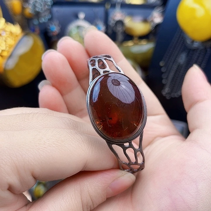 琥珀银S925镶嵌裸石