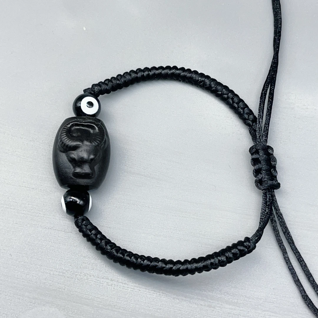 十二生肖玉石手链编绳男士黑色时尚手工编织可调节手绳手环情侣