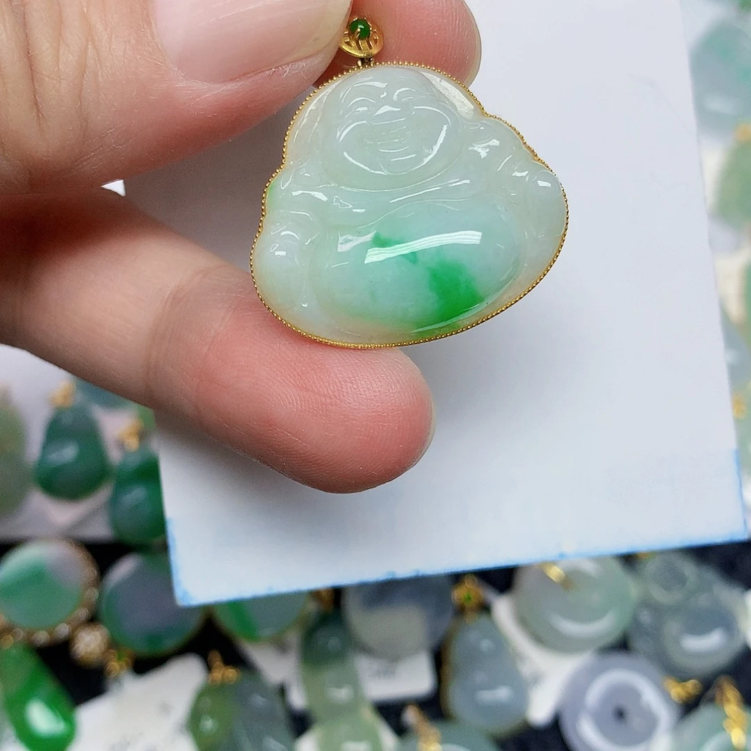 翡翠18K金镶嵌颈饰345678