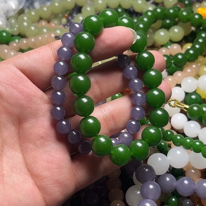 菠菜绿12mmm手链烟紫卡8mm