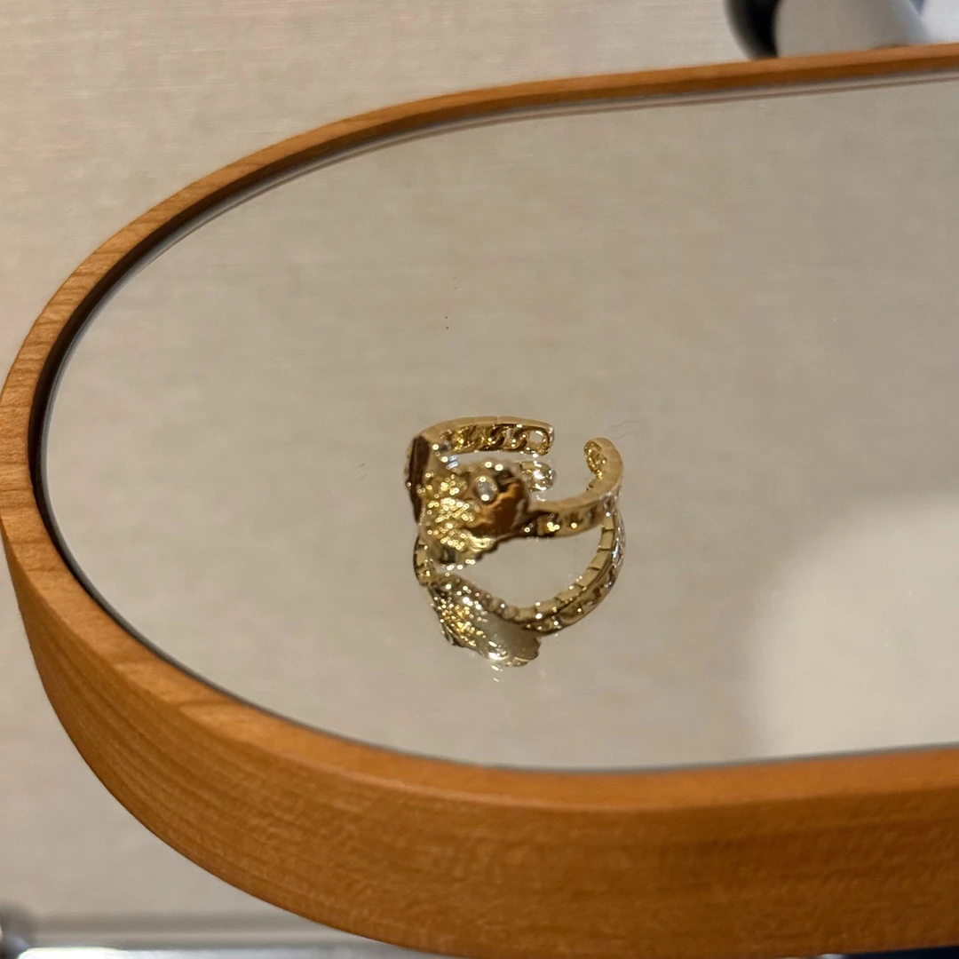 合金合成锆石戒指 小众百搭设计感复古戒指