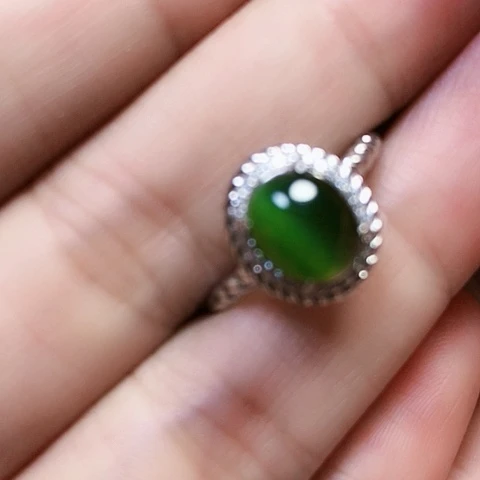 和田玉戒指银S925镶嵌