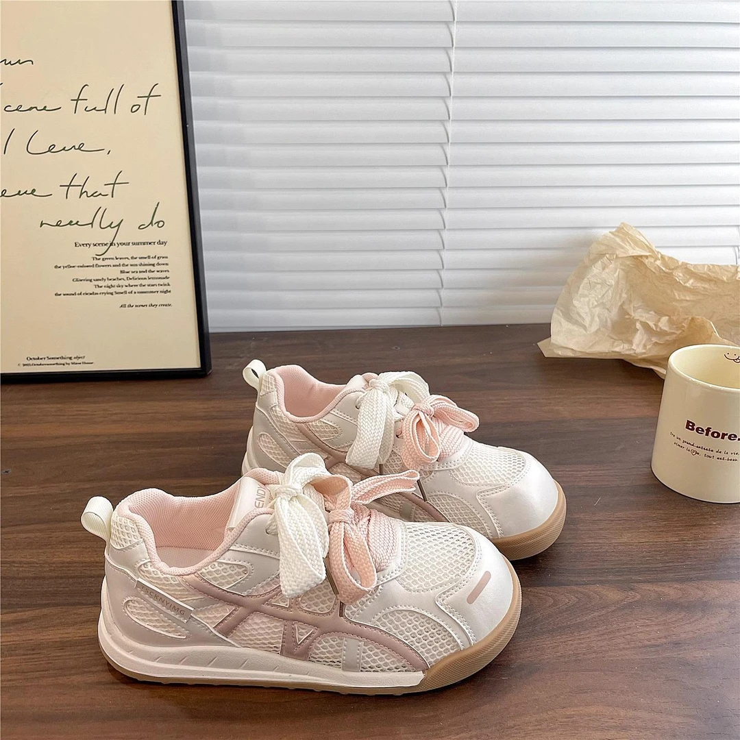 安踏感统【关晓彤同款】双鞋带网面透气韩版2025夏季粉色阿甘