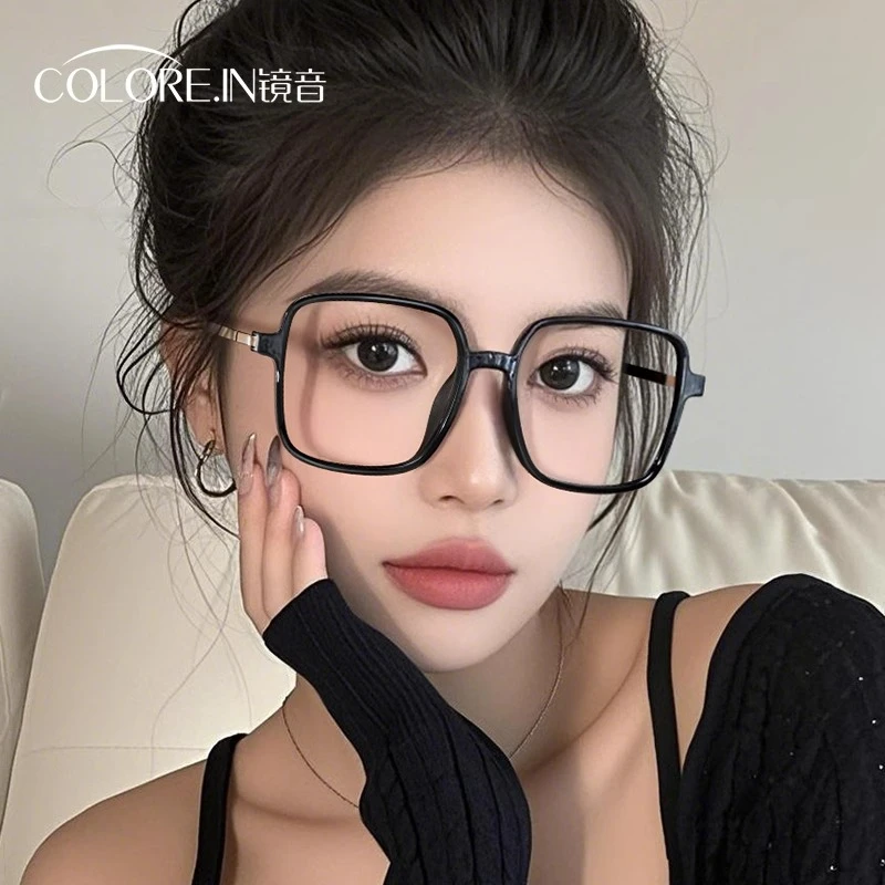 colorein黑框眼镜女素颜眼眶镜近视专业可配度数大脸显瘦镜架