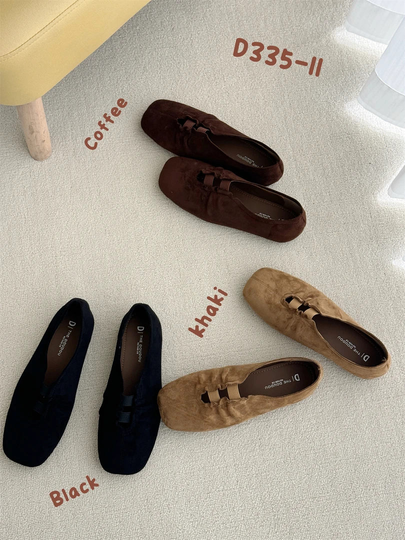 335-11软底复古绒面芭蕾单鞋女2025新款配裙子方头玛丽珍鞋