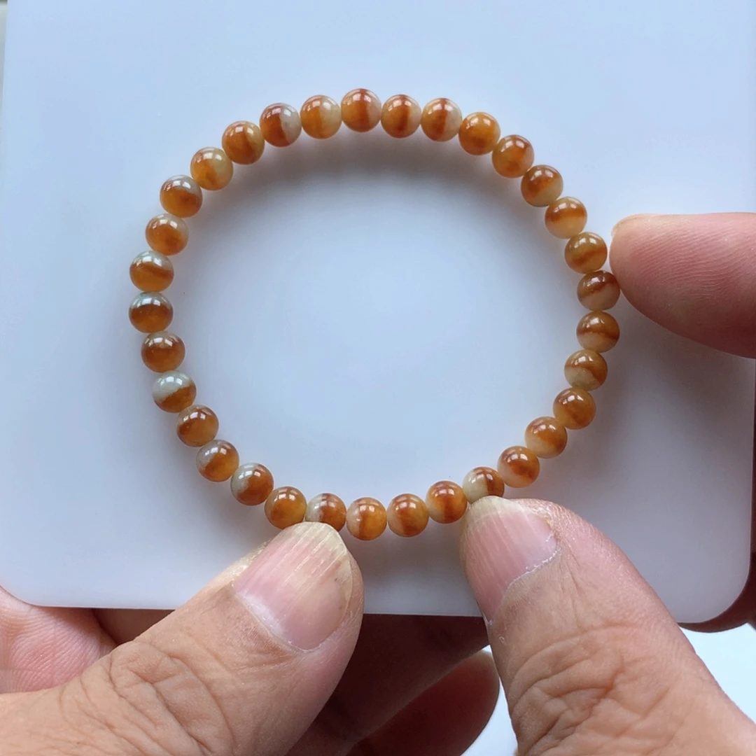 未镶嵌手串翡翠澄*缅甸天然翡翠手串5.4卡