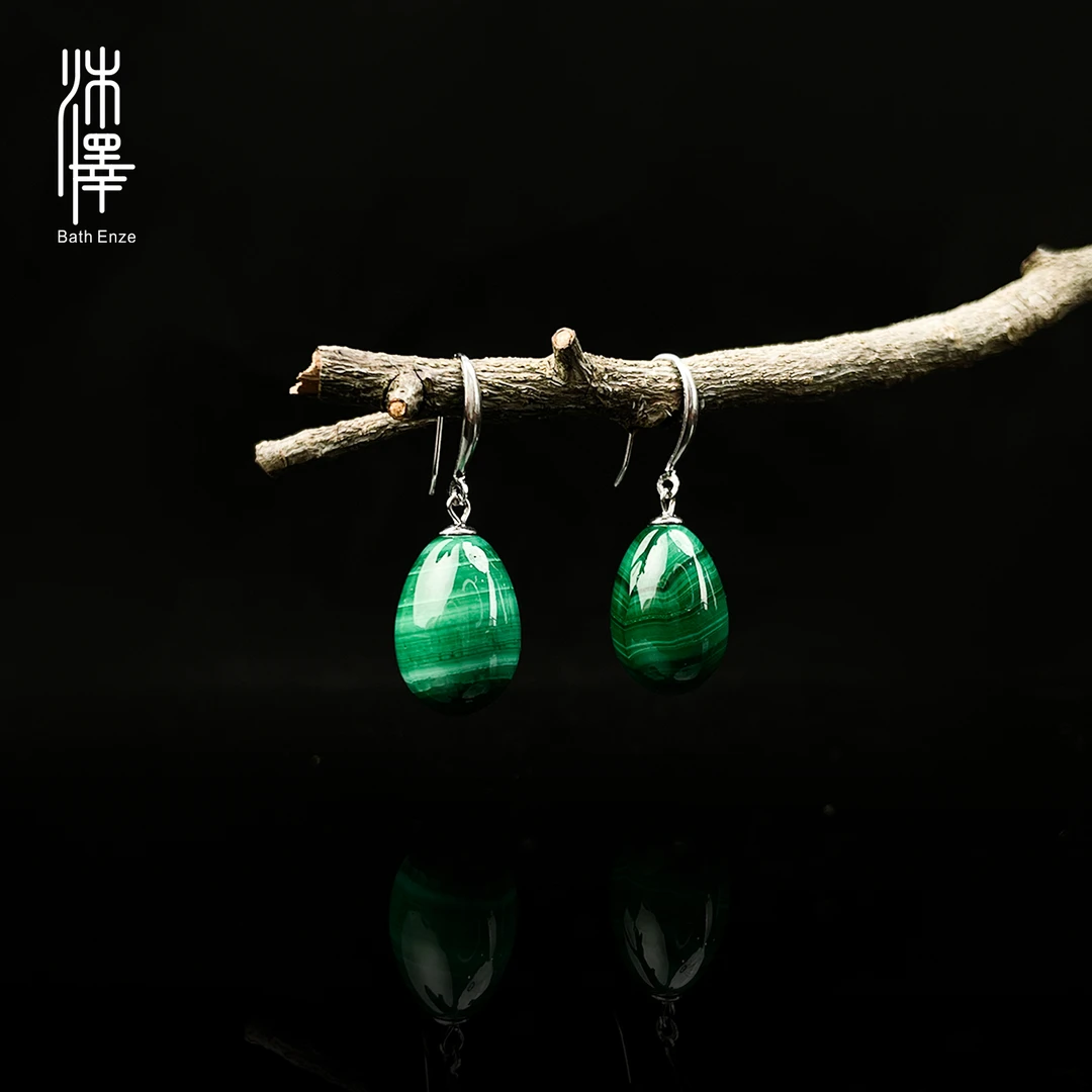 沐泽【翠韵华光】质感满满孔雀石耳钩