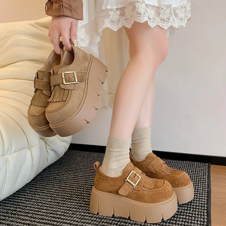 【运费补贴】秋季英伦风防水台流苏玛丽珍鞋勃肯鞋女复古一脚蹬单鞋