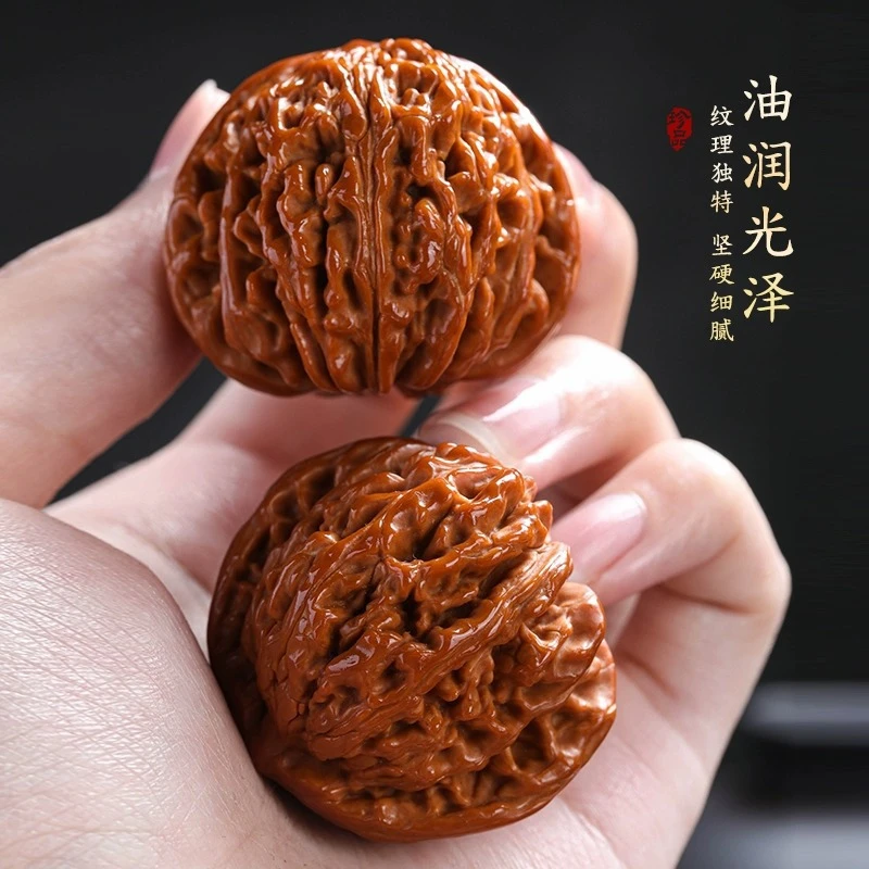 新款高抛文玩核桃精挑四座楼大官帽盘玩核桃纹麒麟手把件文玩手串