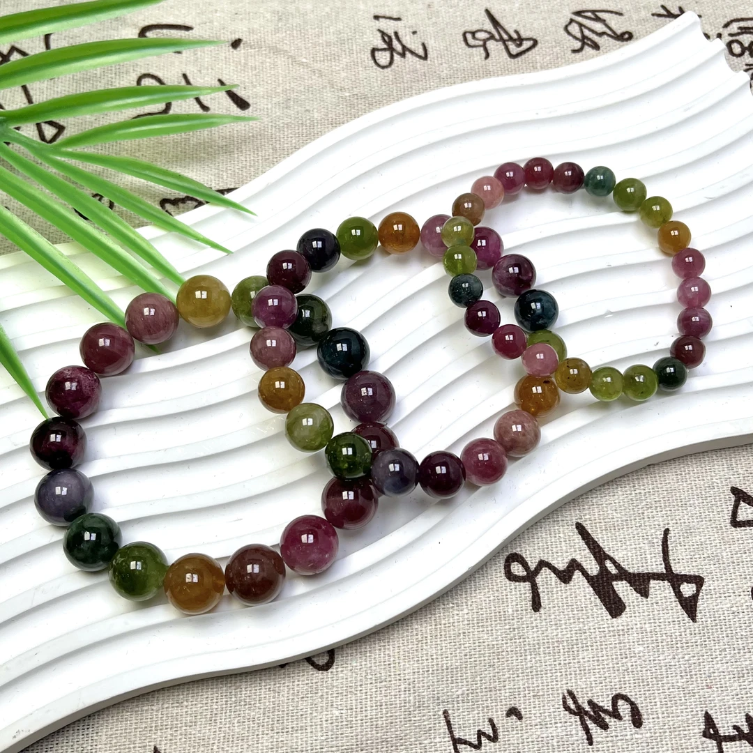 高品质彩虹阳光碧玺手串8-12mm合集 FX-6401（多样性发其一）