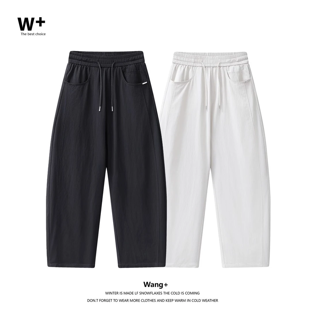 新款爆款男士时尚休闲裤夏季百搭轻薄舒适宽松时尚冰丝直筒裤松紧