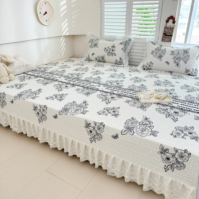 全棉榻榻米炕盖防滑四季通用纯绗缝床盖大炕单定制大尺寸一面床裙