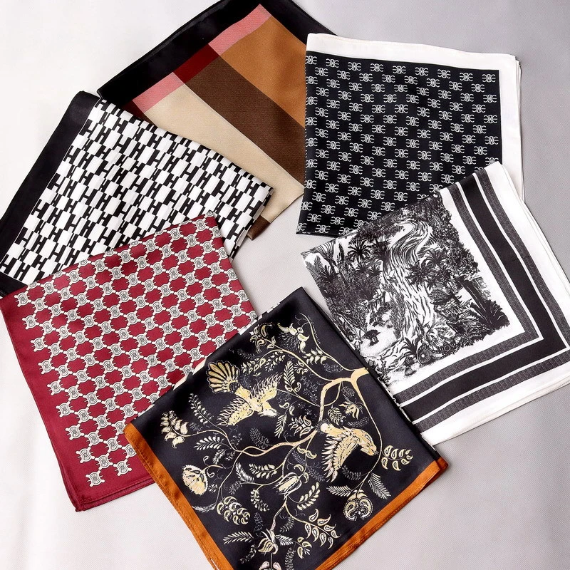 真丝53韩版气质男士真丝小方巾男士商务西装领巾桑蚕丝复古丝巾