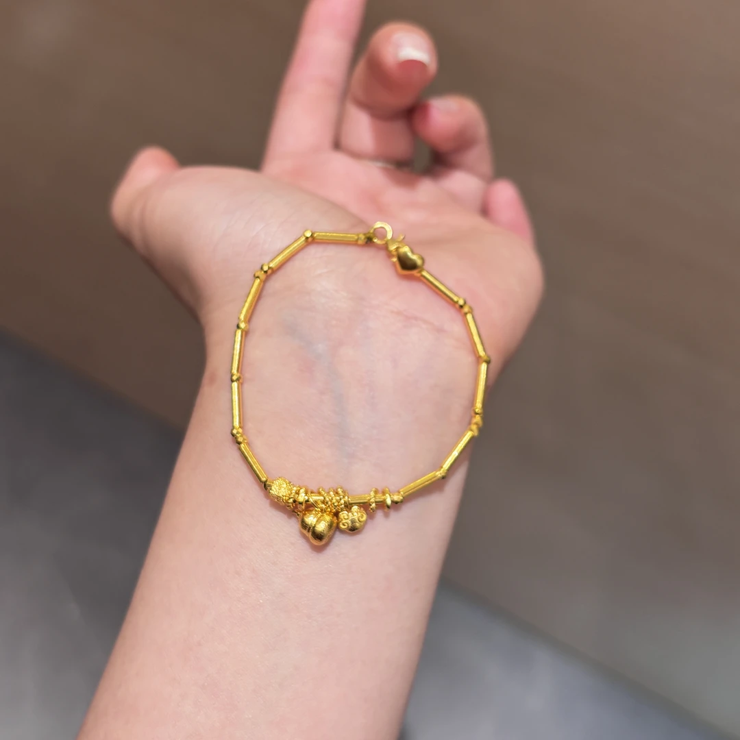 【菠萝珠宝】足金999 竹报平安时尚风福禄安康手链 金重：9.48克