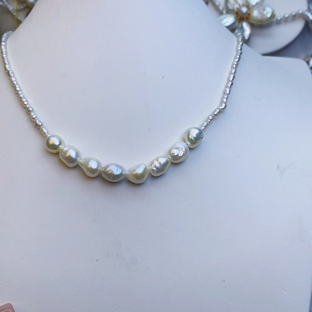 淡水珍珠颈饰银S925镶嵌