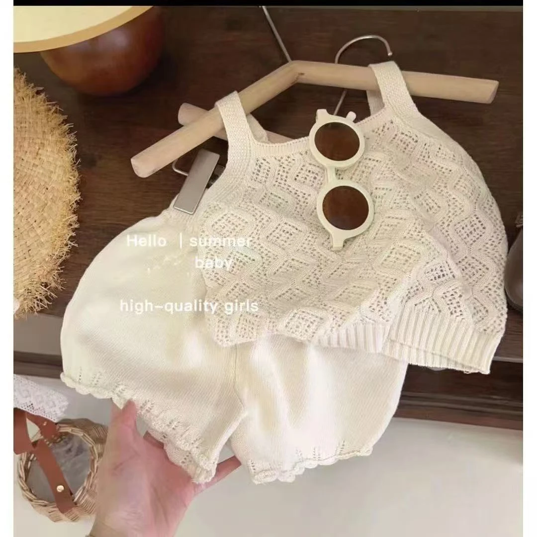 女套装夏季小童套头韩版百搭森系洋气女童甜美薄款吊带短裤套装