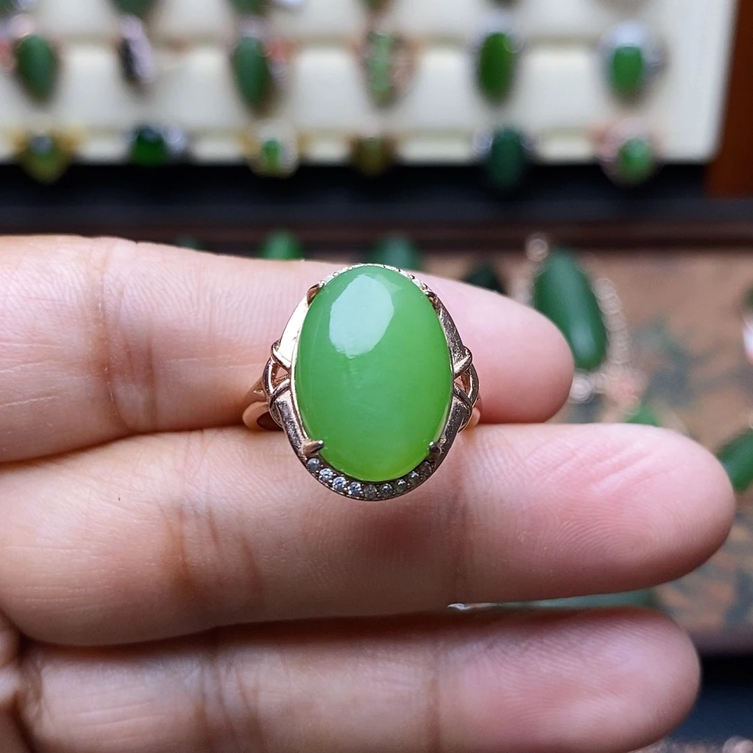 和田玉（碧玉）银S925镶嵌吊坠(不含链)