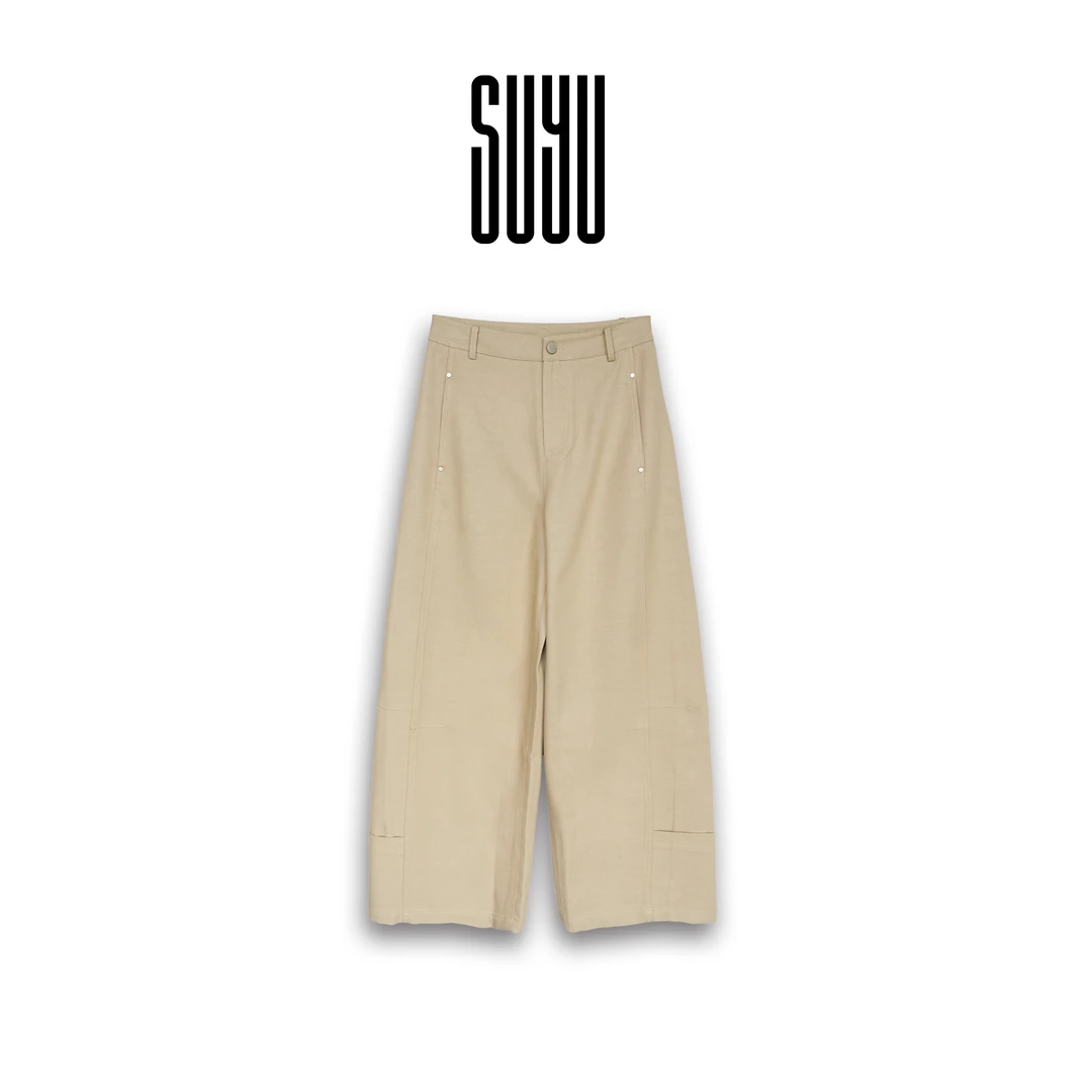 SUYU 【焦糖可颂】休闲裤简约阔腿裤设计师巨百搭