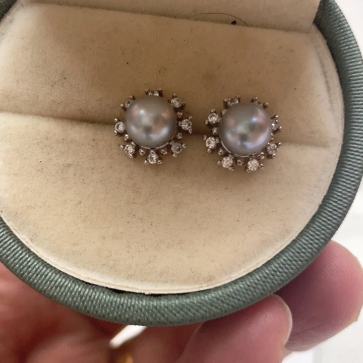 耳饰银S925镶嵌海水珍珠