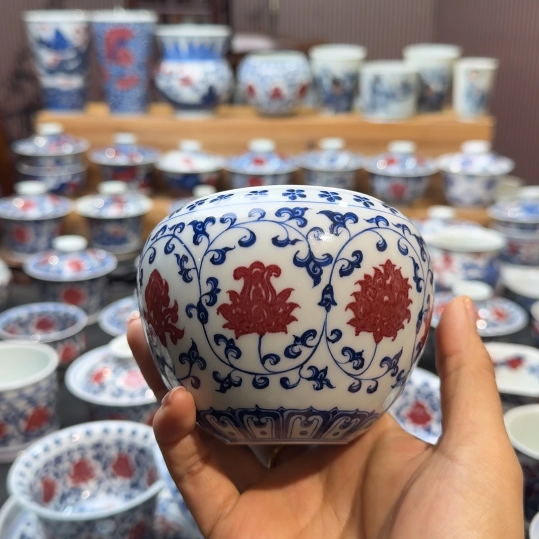 缠枝莲聚宝盆风水缸水洗