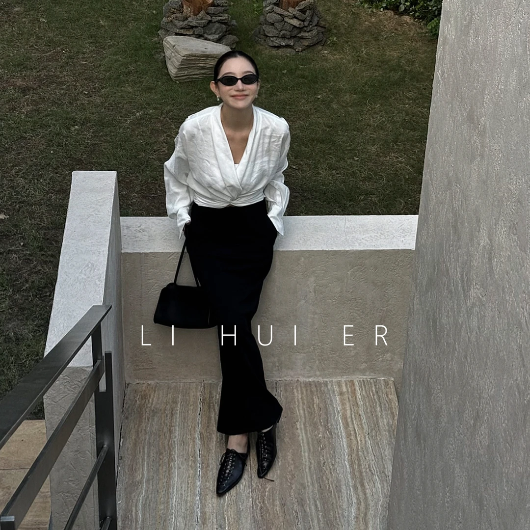 LiHuiEr李慧儿【朝花夕拾】2025秋季新款百搭小众白色上衣J-YC-518