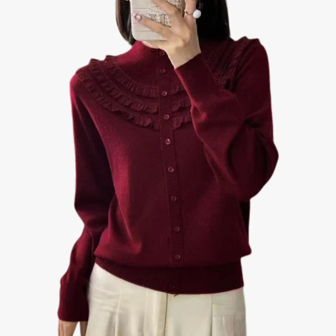 毛衣女半高领净版针织女装时尚开衫打底衫秋冬圆领红色年味长袖