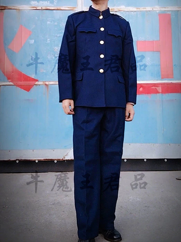 牛魔王君品87羊毛呢毛呢中老年蓝色冬季服装中山装立领西装中山领