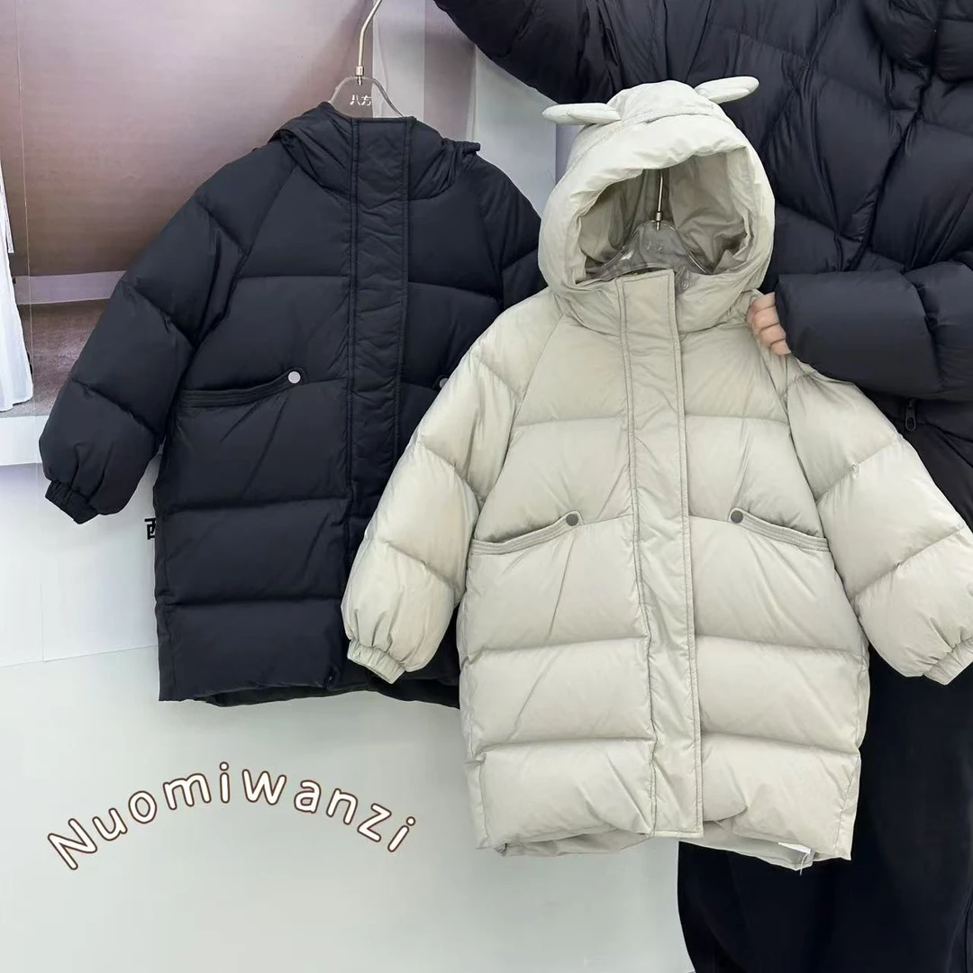 N冬季长款连帽小鹿角90绒羽绒服外套7544