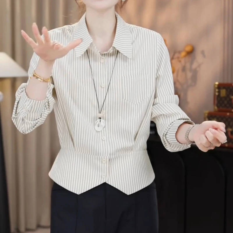 长袖衬衫女早秋季高级感减龄洋气收腰显瘦内搭叠穿上衣LK2505816