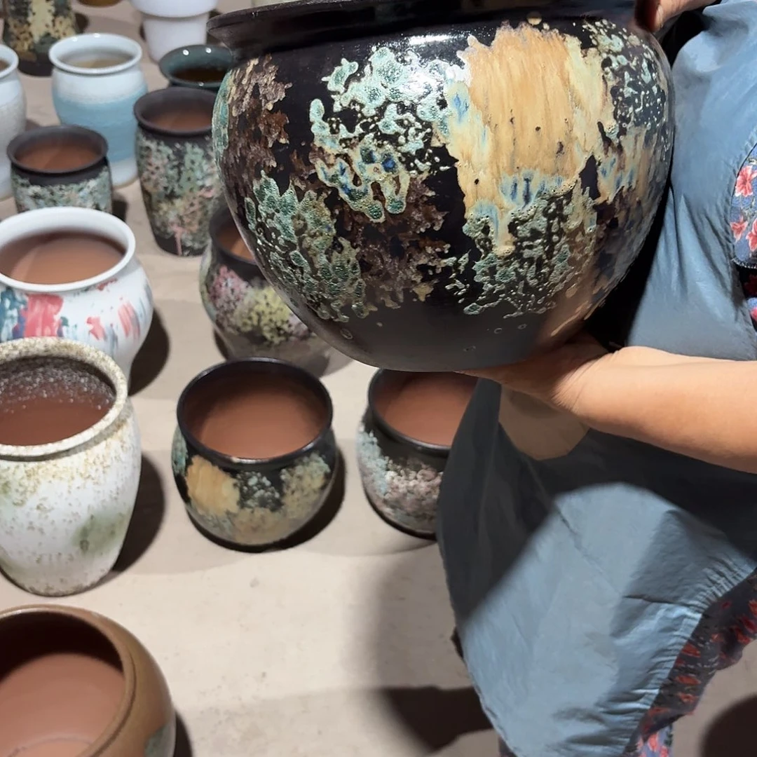 紫砂花盆口30高25