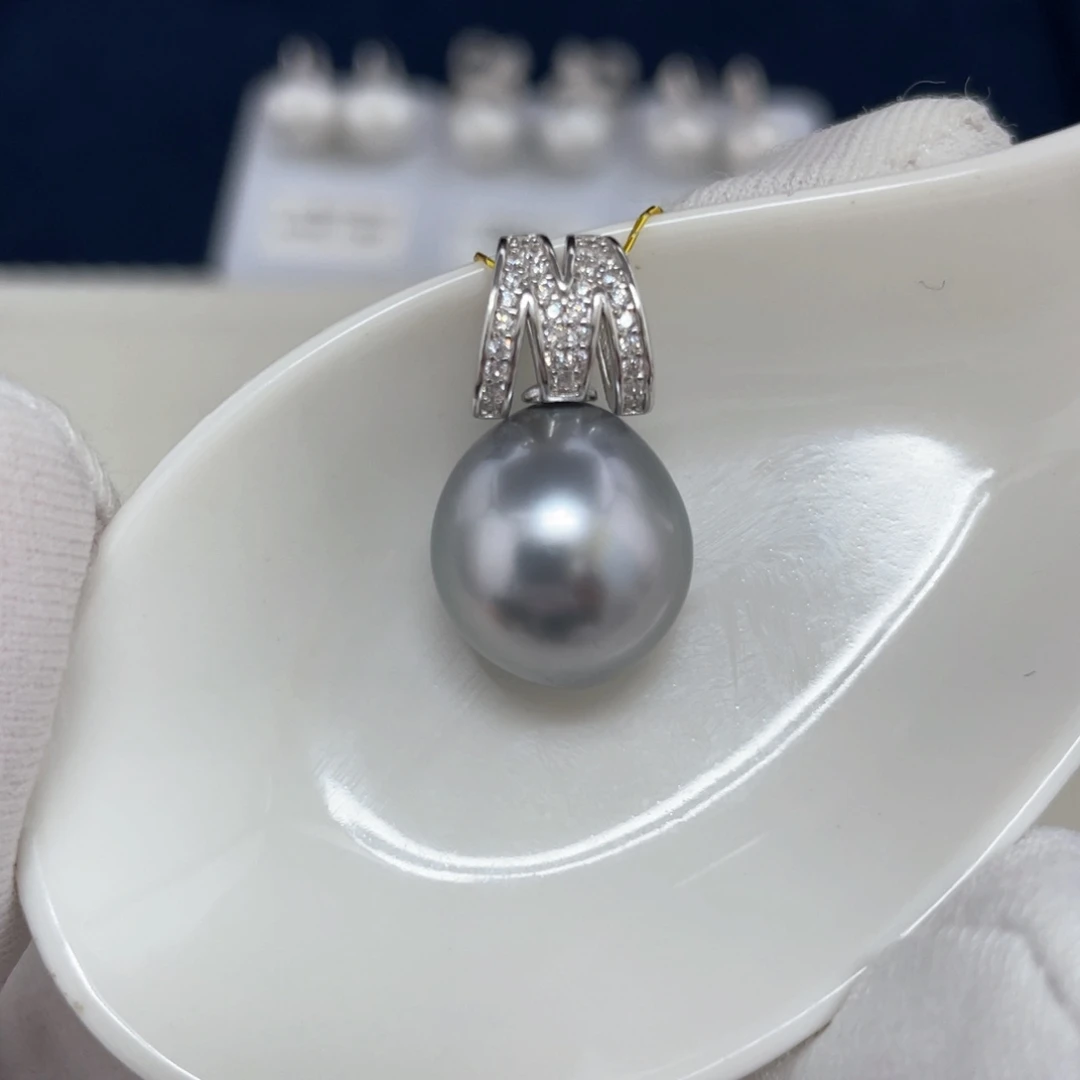 大溪地吊坠13-14福利款不退换海水珍珠银S925镶嵌