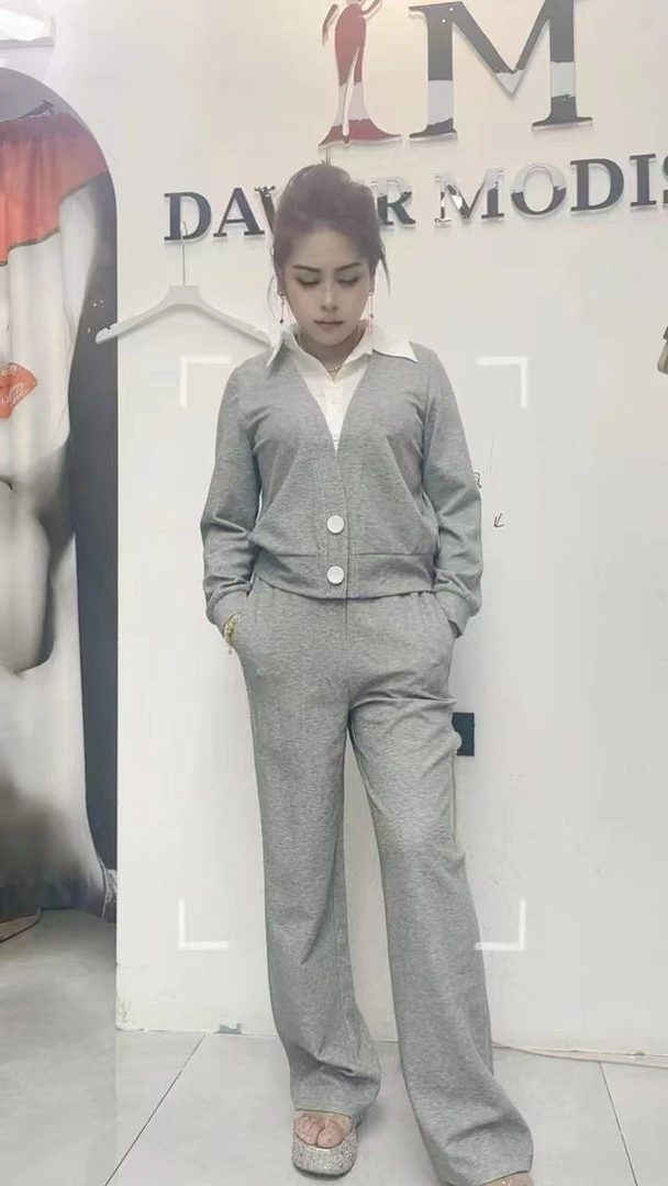 时尚显瘦休闲风时尚套装套装灰色卫衣运动百搭阔腿宽松秋季