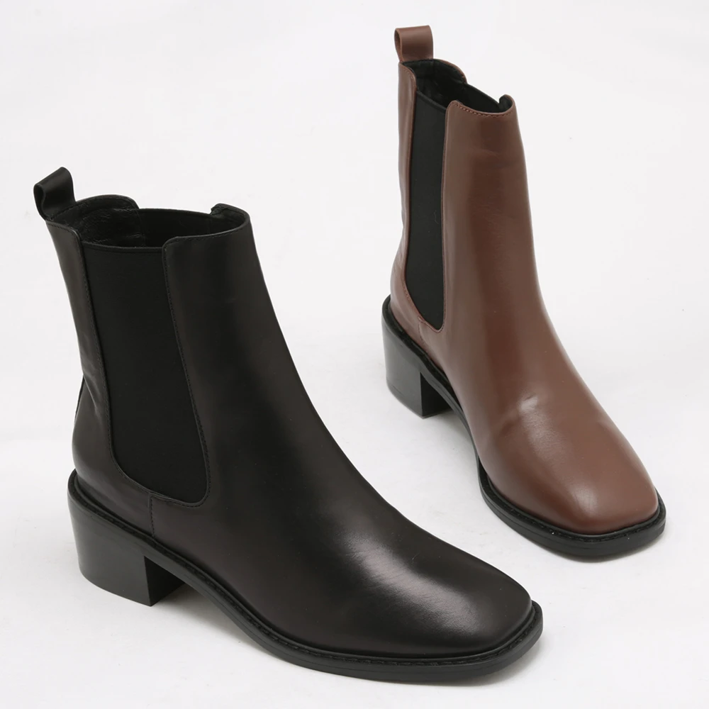 暖冬新款短毛内里时尚方头厚底粗跟女款短靴女靴时装靴521-32