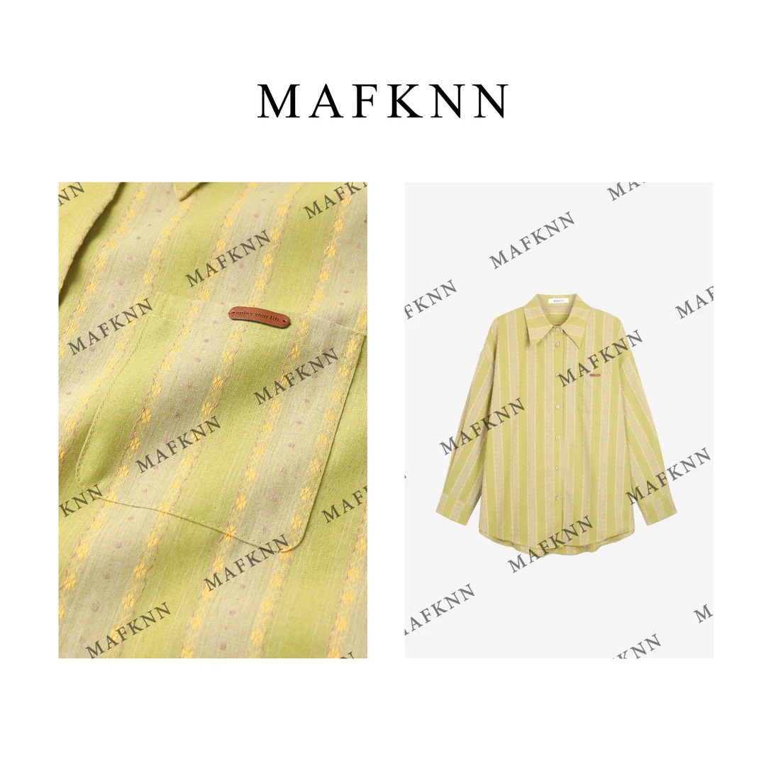 MAFKNN/玛肯时尚简约百搭休闲春季长袖春季宽松衬衫MK11828