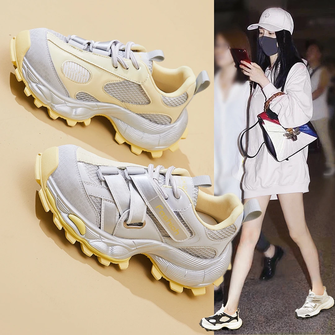 外贸老爹鞋女款夏季薄款2025新款爆款ins潮欧货厚底休闲运动鞋子