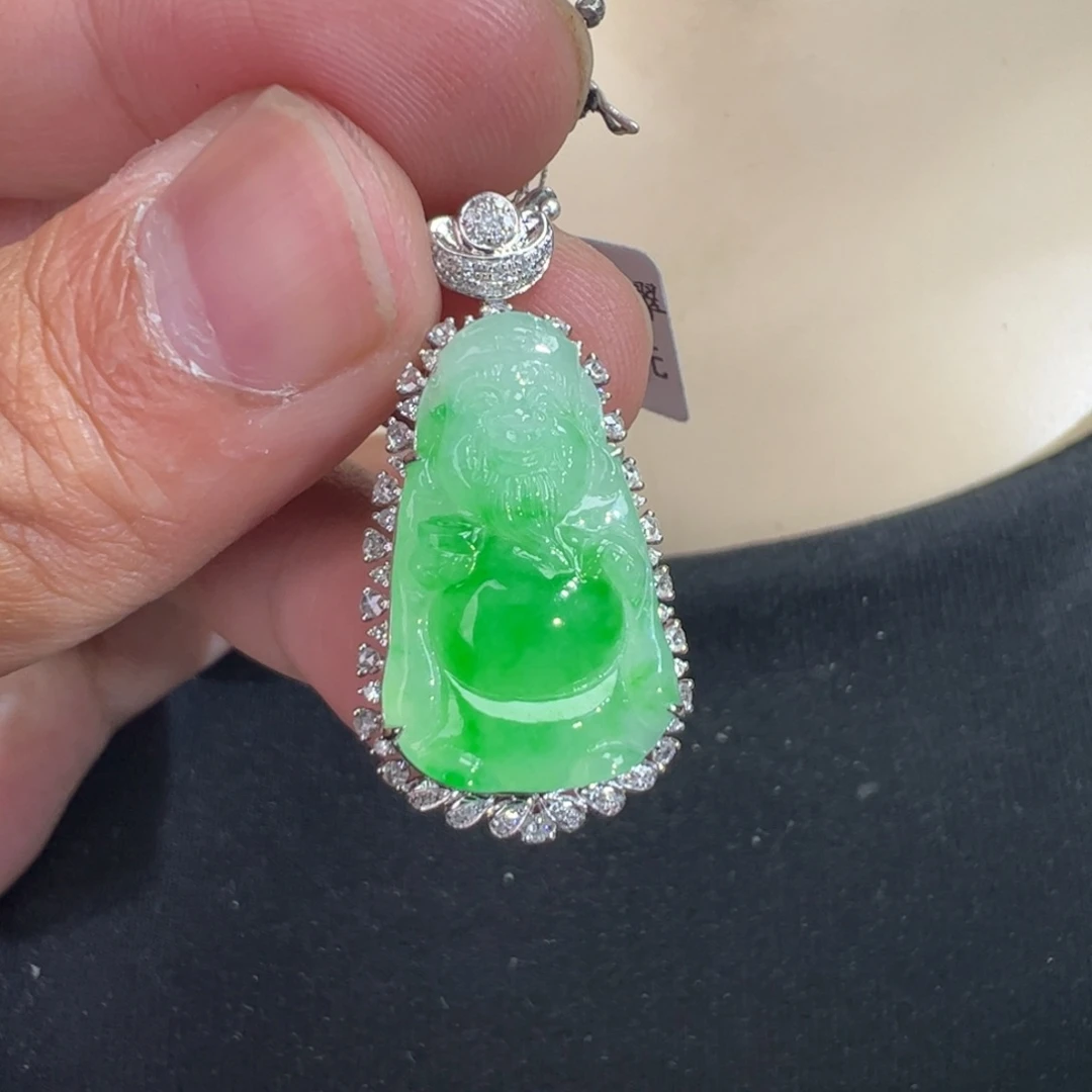 翡翠18K金镶嵌吊坠(不含链)