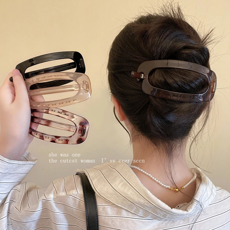 简约气质椭圆发夹女后脑勺高级感一字扭扭夹大号盘发量多头饰夹子