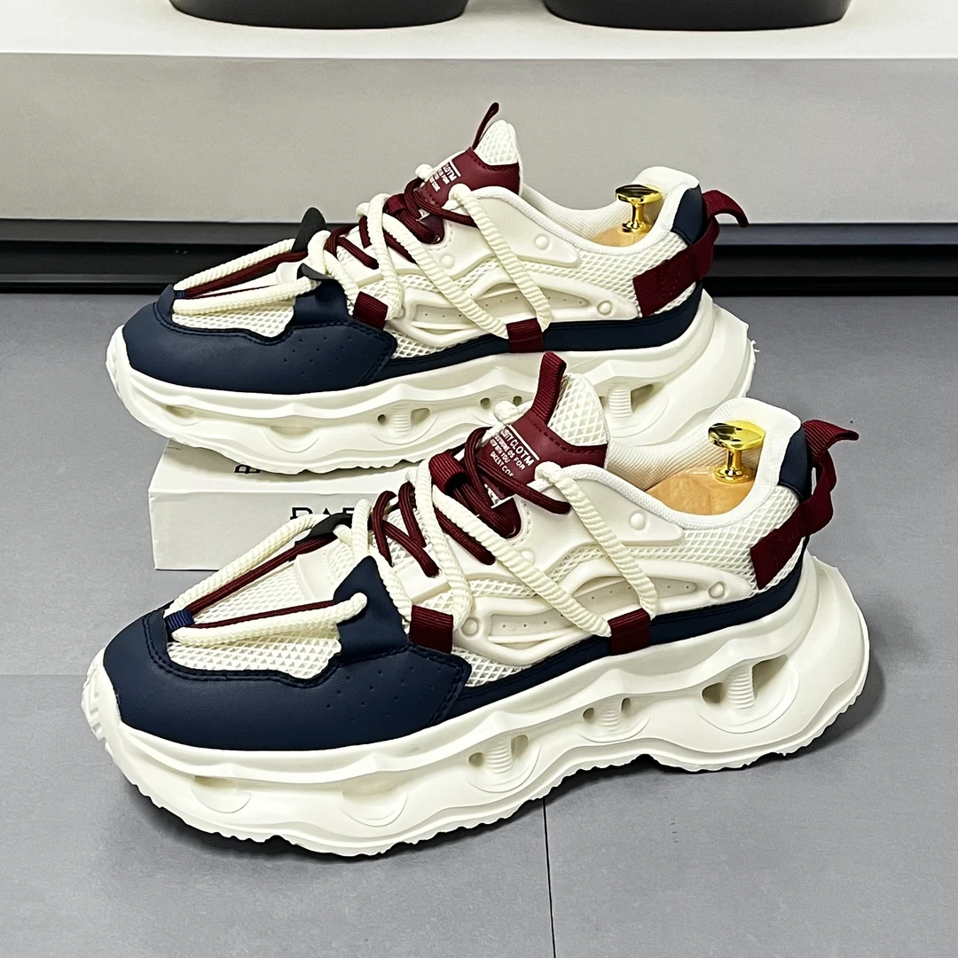 男鞋秋季新款厚底增高网面透气老爹鞋男士潮牌百搭时尚轻奢休闲鞋