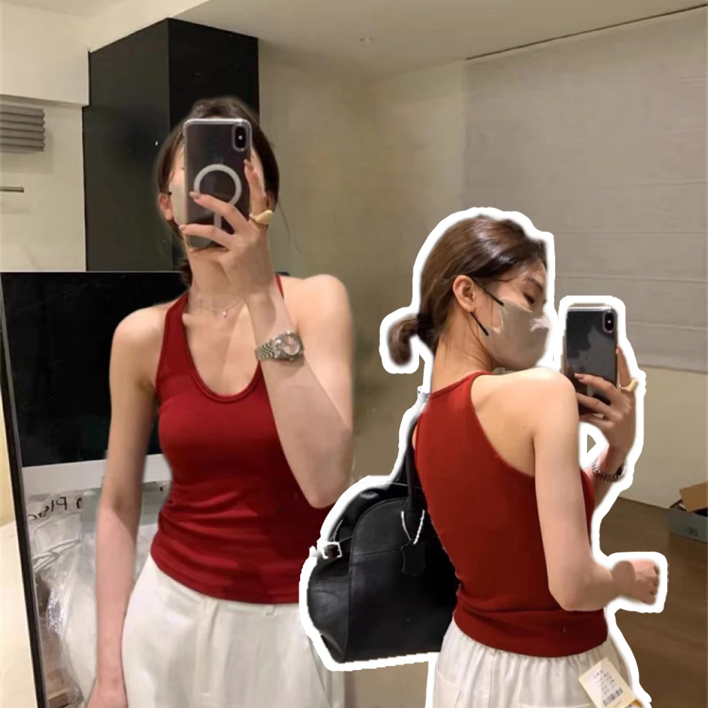 【有运补】【设计款】法式挂脖带胸垫美背吊带背心女内搭修身辣妹