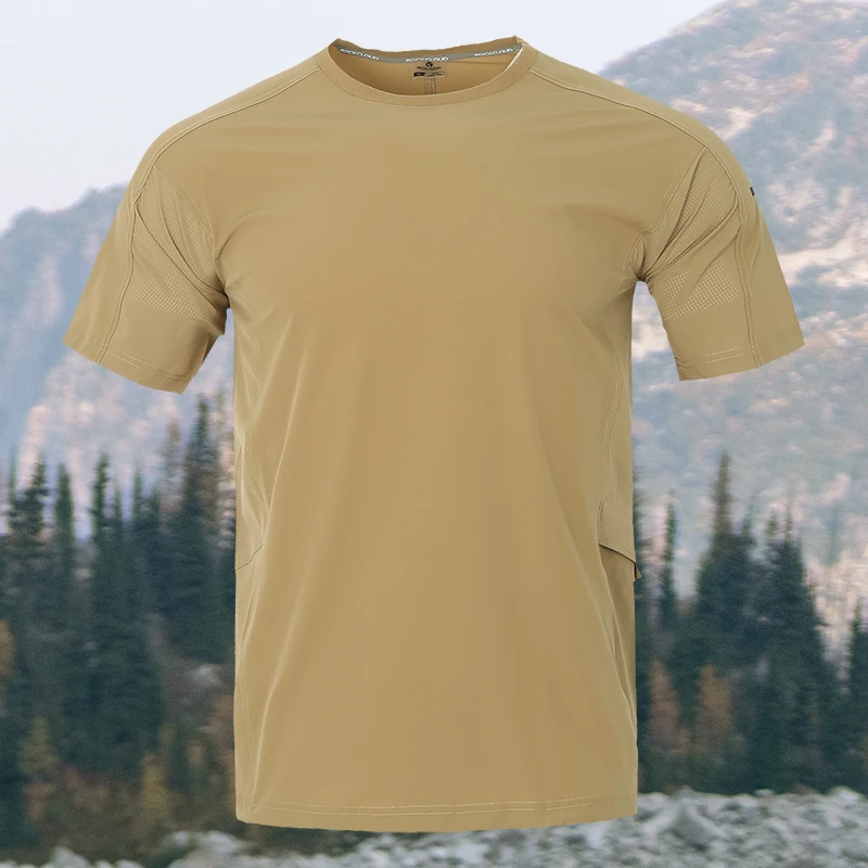 岩云运动时尚夏男款7A抗菌梭织短袖T恤柔软舒适