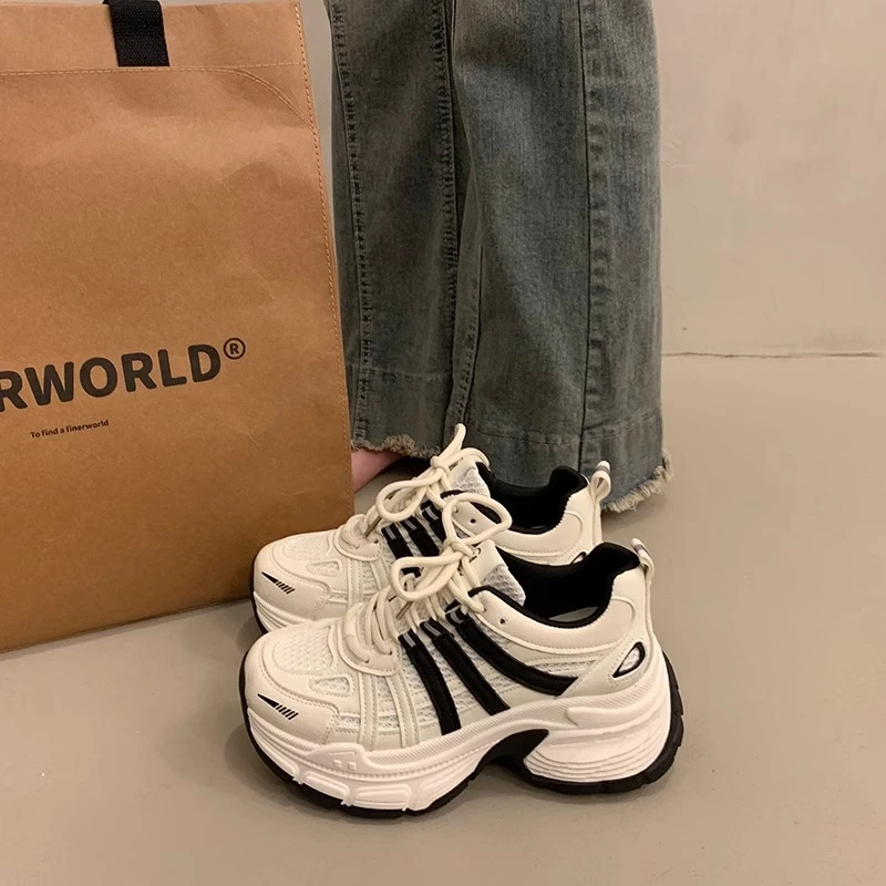 【万象撤柜】厚底老爹鞋女春秋季小个子增高2025新款百搭运动休闲鞋