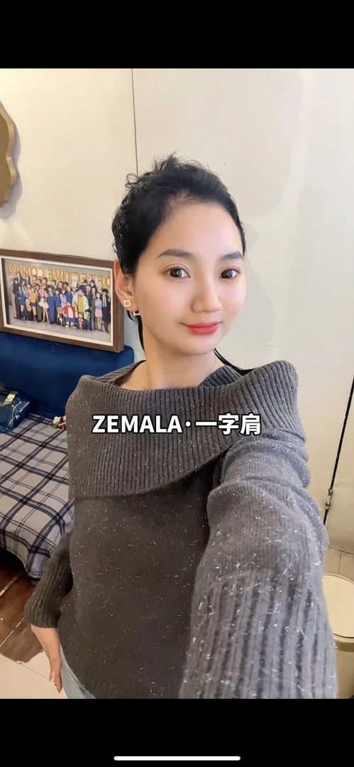 ZEMALA·新款淑女风一字肩毛衣